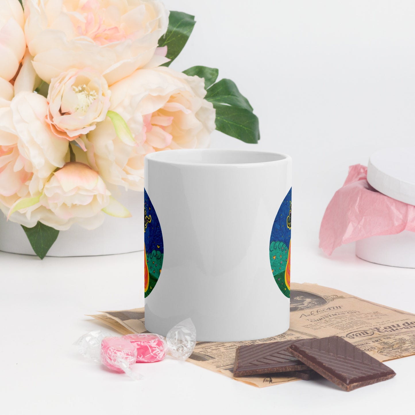 White glossy mug