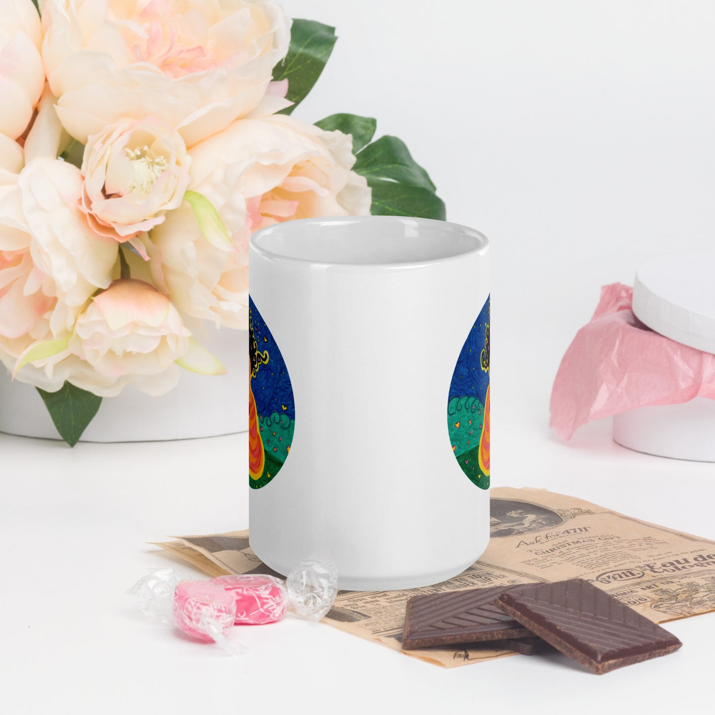 White glossy mug