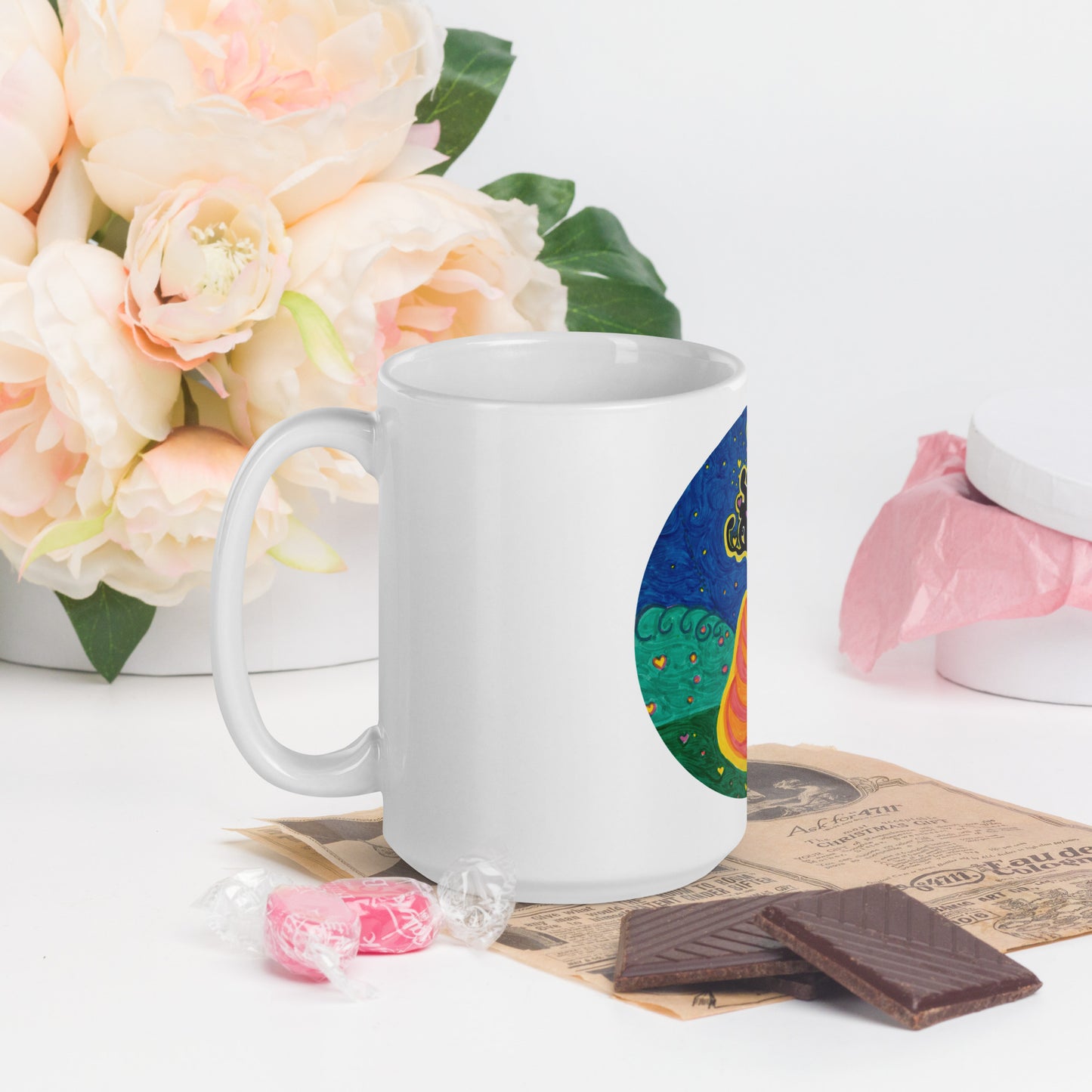 White glossy mug