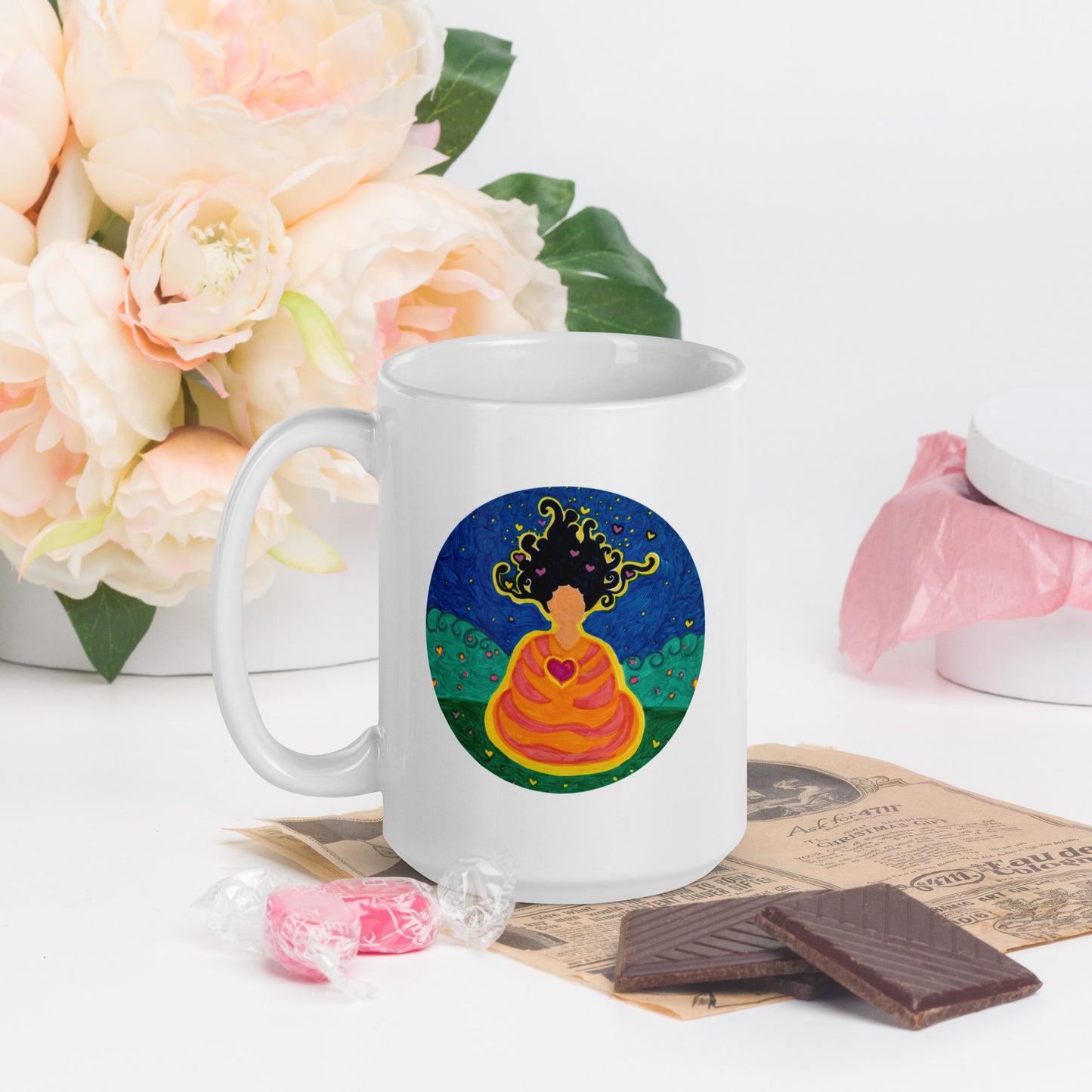 White glossy mug