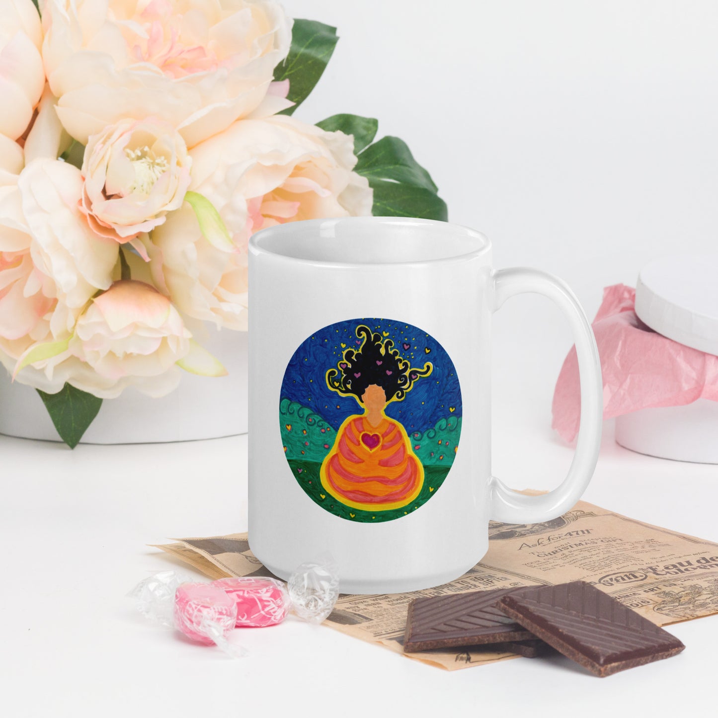 White glossy mug
