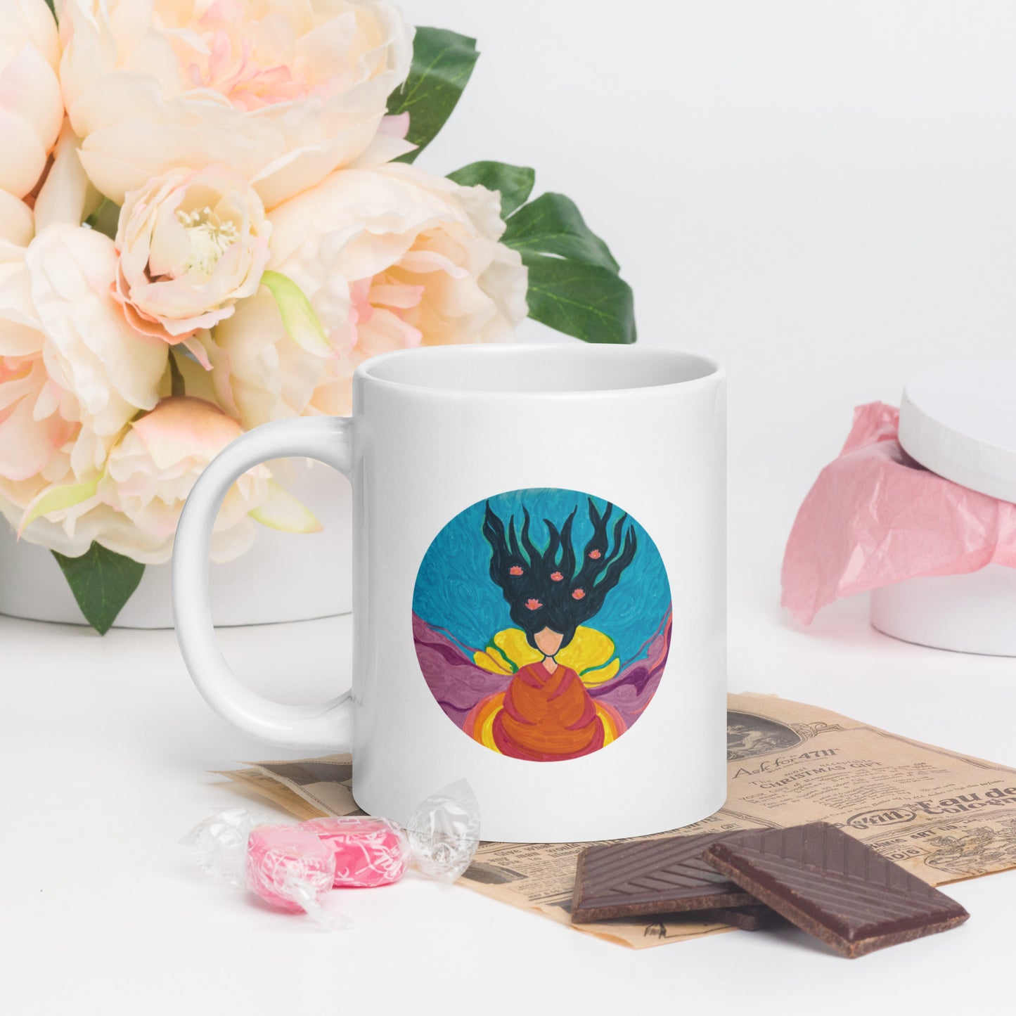 White glossy mug