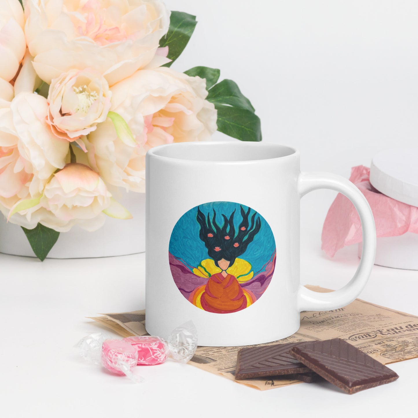 White glossy mug